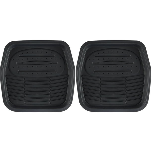 ALL BLACK RUBBER LONG CAR SINGLE FLOOR UNIVERSAL MAT FRONT OR REAR